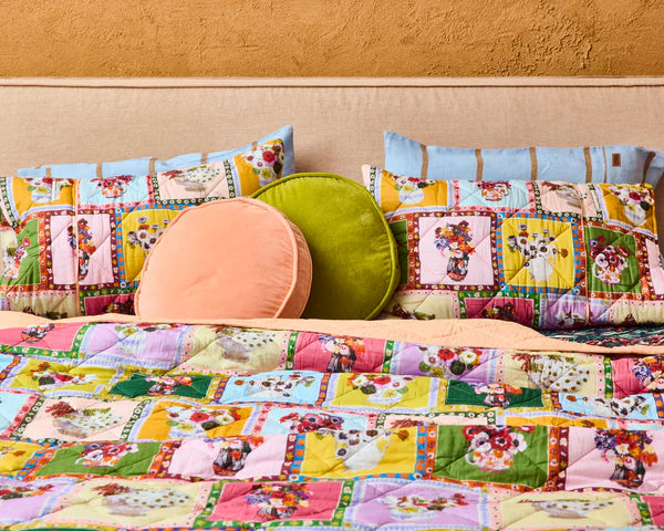 Kip & Co Margaret Preston - Margaret's Vases Organic Cotton Quilted Bedspread Large