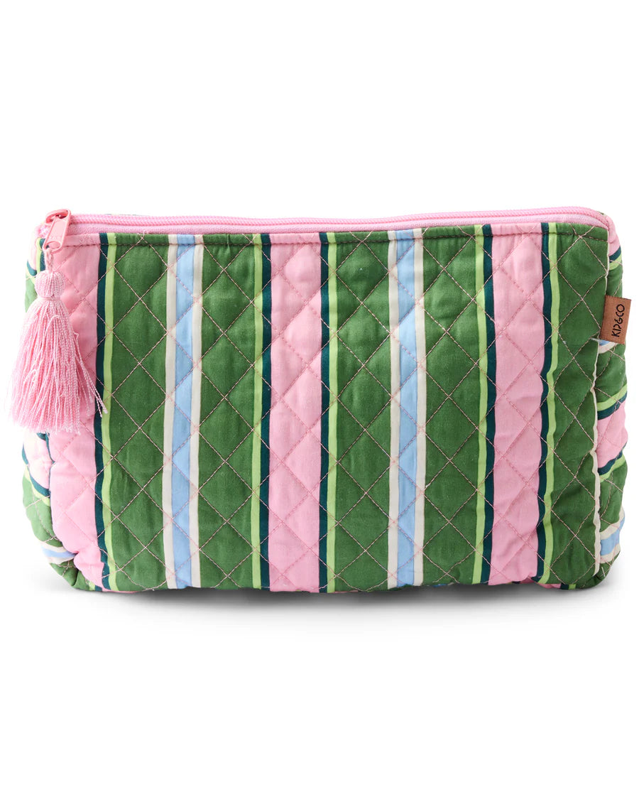 Kip & Co Cactus Stripe Quilted Cotton Toiletry Purse