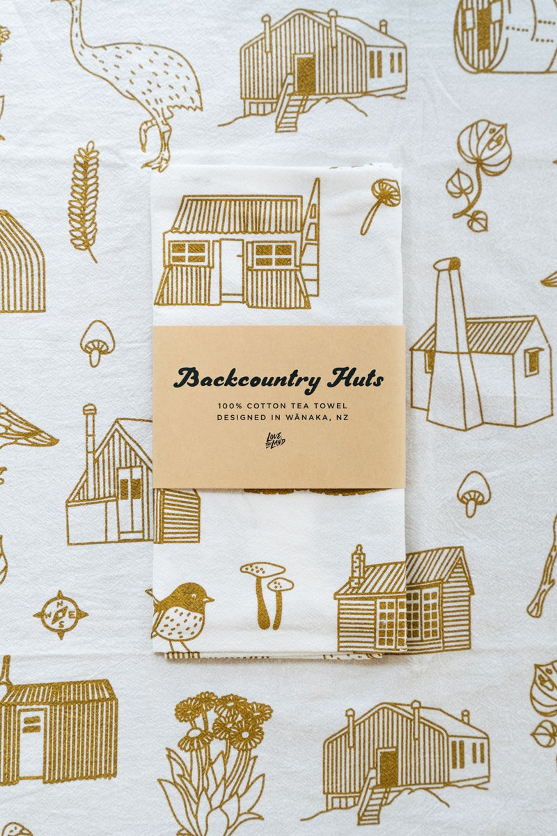 Love Thy Land Backcountry Huts Tea Towel