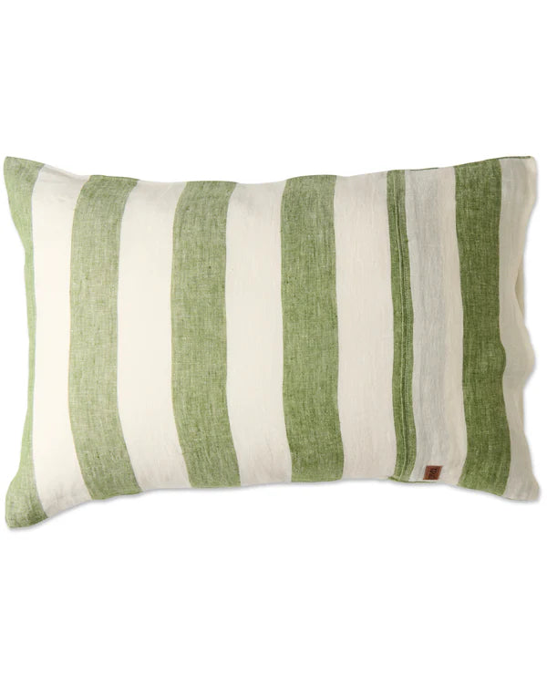 Kip & Co Moss Stripe Linen Pillowcase Set