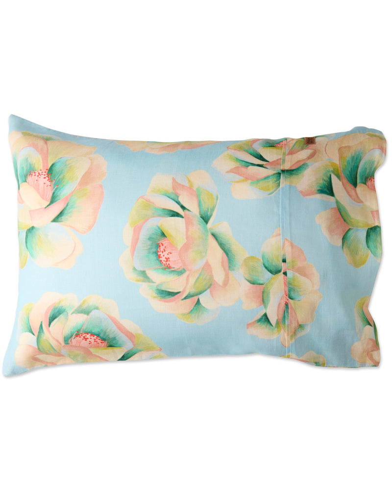 Kip & Co Big Beauty Floral Blue Linen Pillowcase 2P Set