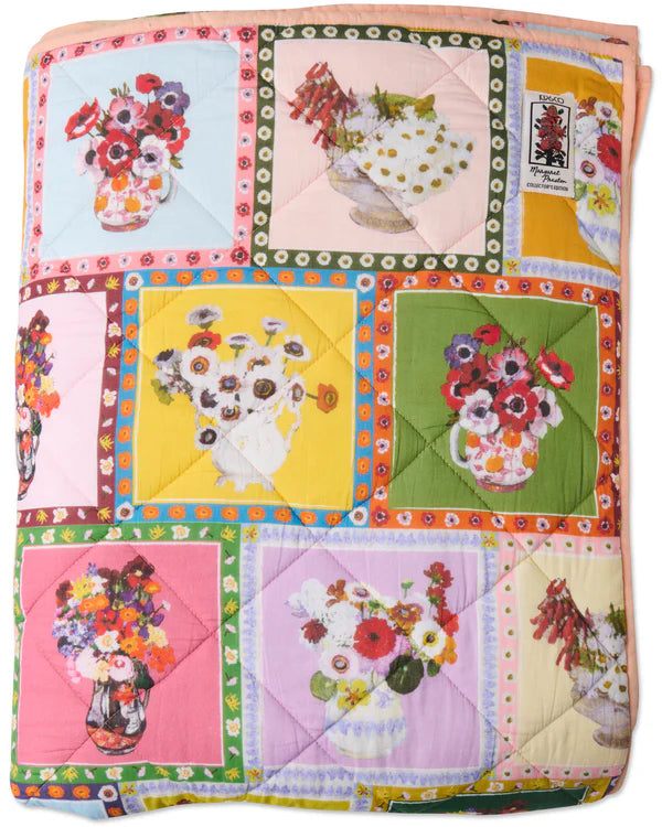 Kip & Co Margaret Preston - Margaret's Vases Organic Cotton Quilted Bedspread Large