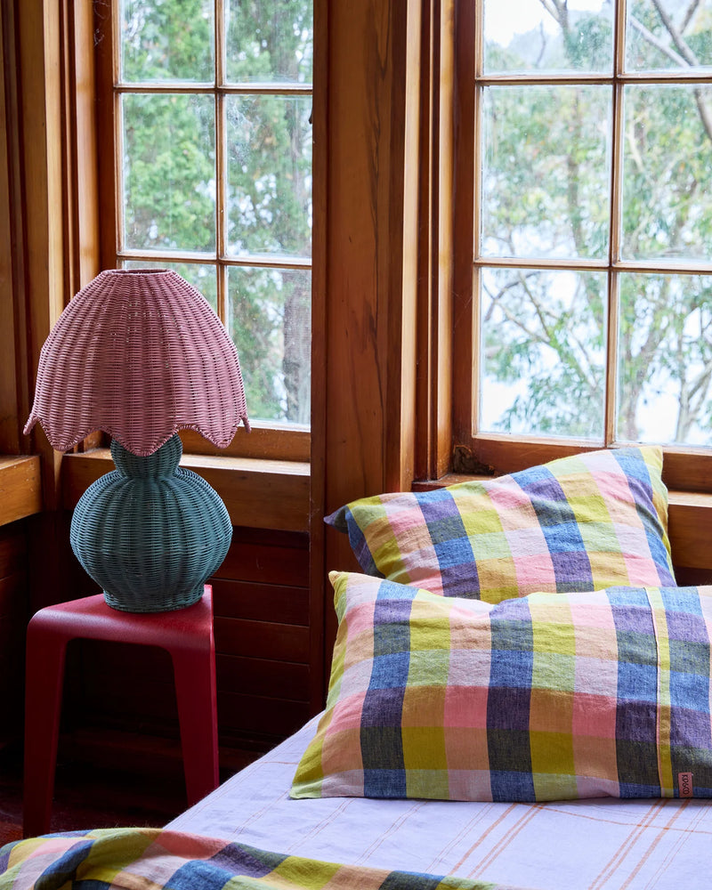 Kip & Co Florida Tartan Linen European Pillowcase Set