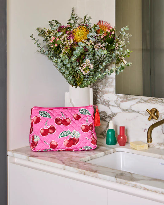 Kip & Co Cherry Blossom Quilted Cotton Toiletry Purse
