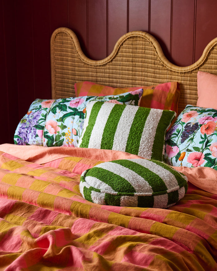 Kip & Co Moss Stripe Boucle Square Cushion