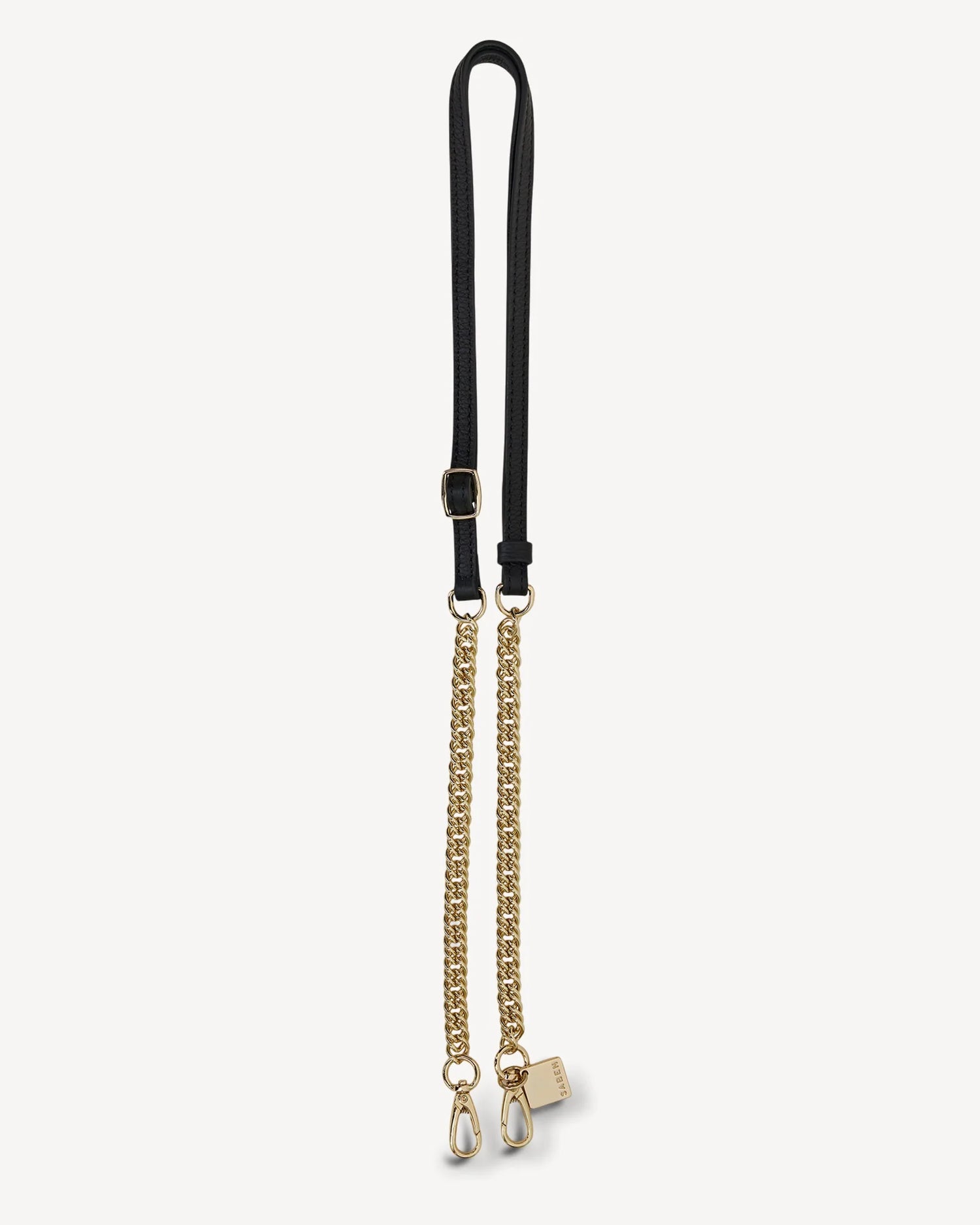 Saben Feature Strap Chain Gold Curb + Black Leather