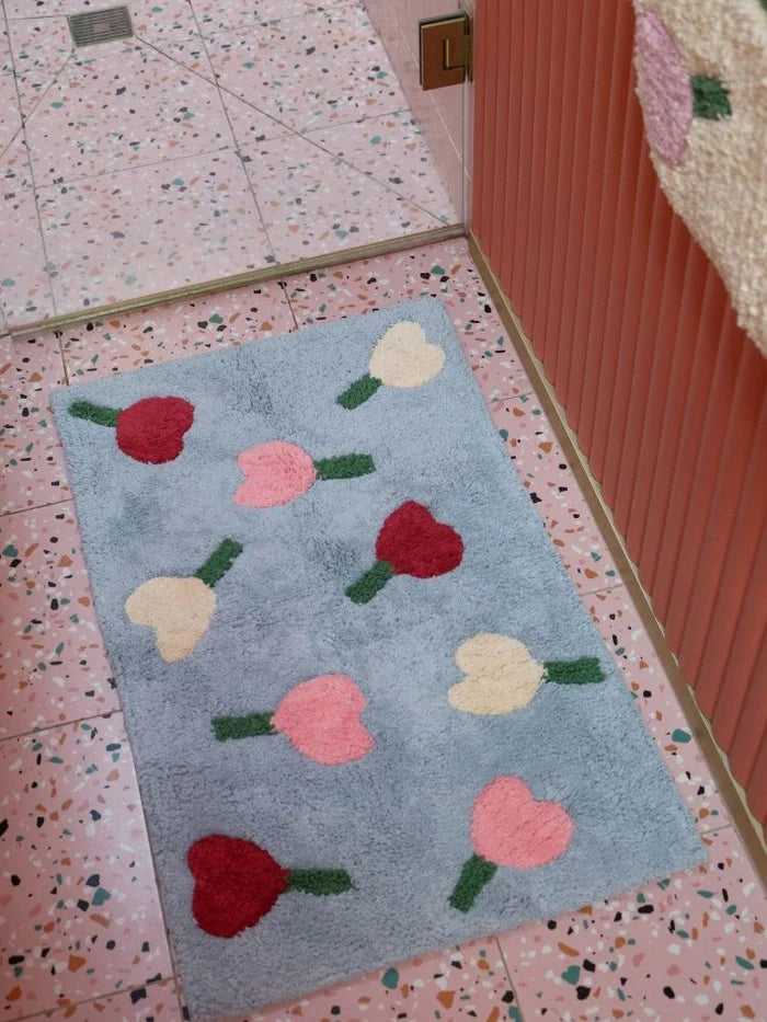 Mosey Me Forget Me Not Bath Mat - Sky