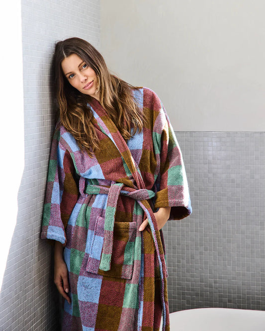 Kip & Co Bondi Tartan Terry Bath Robe S/M