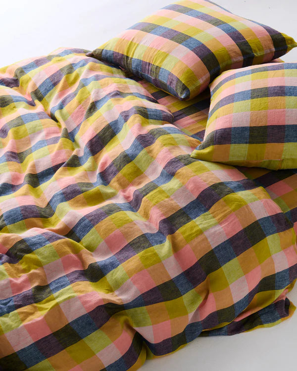 Kip & Co Florida Tartan Linen Fitted Sheet - King