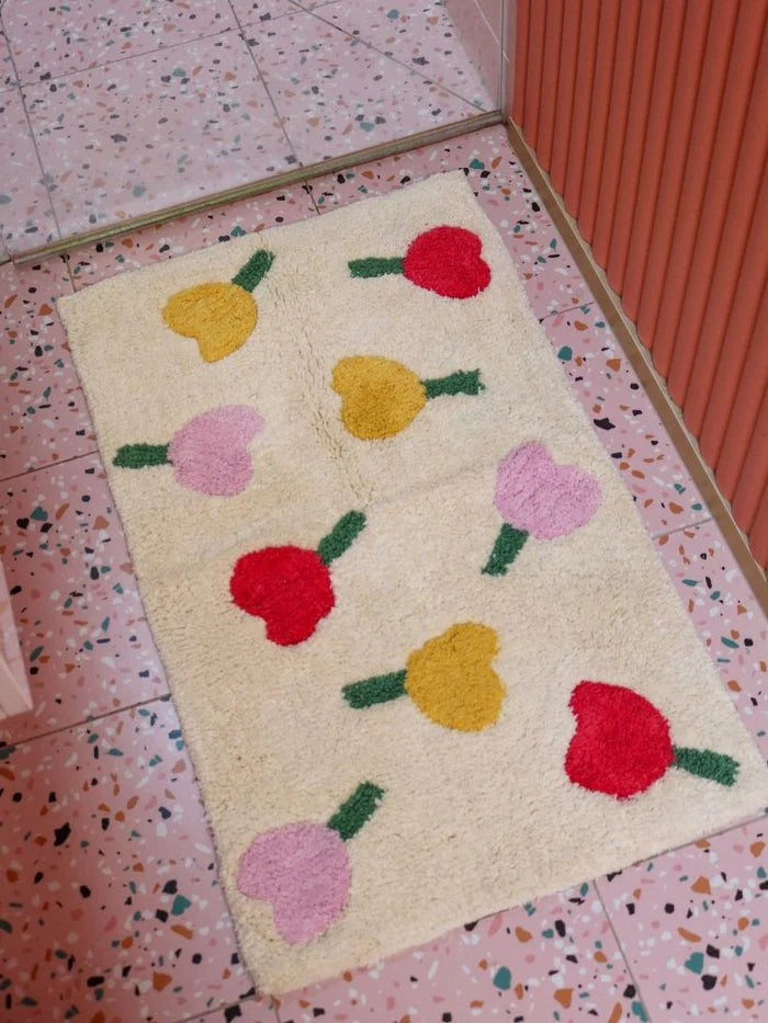 Mosey Me Forget Me Not Bath Mat -Vanilla