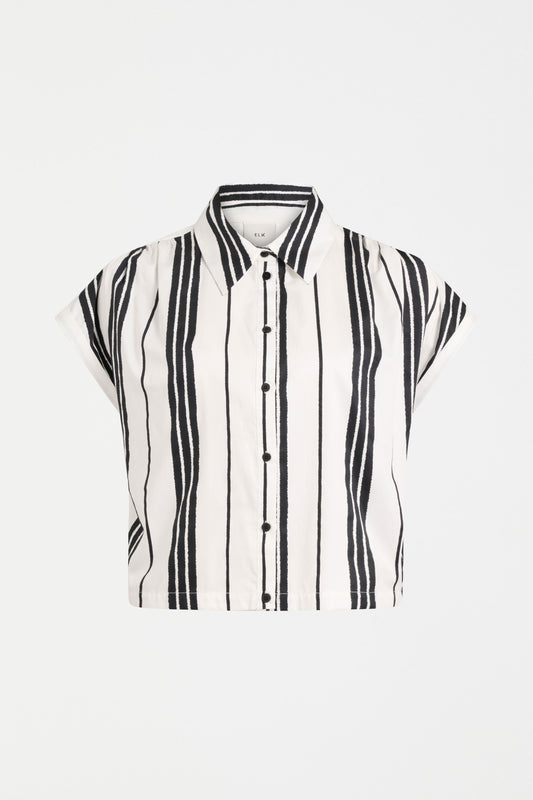 Elk Reza Shirt - White with Black Stripe