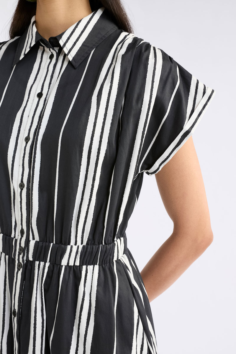 Elk Reza Shirt Dress - Black with White Stripe