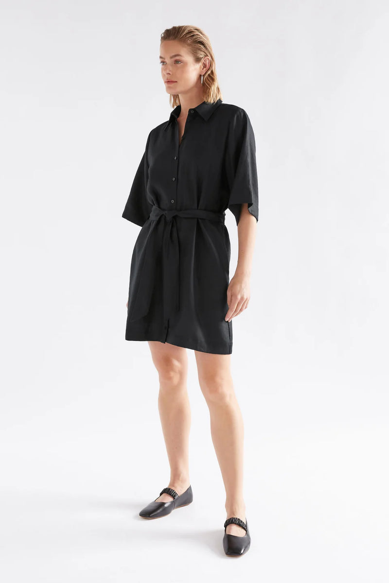 Elk LLinen Dress - Black