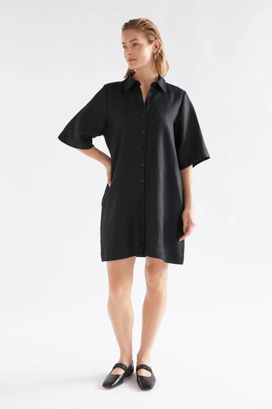 Elk LLinen Dress - Black
