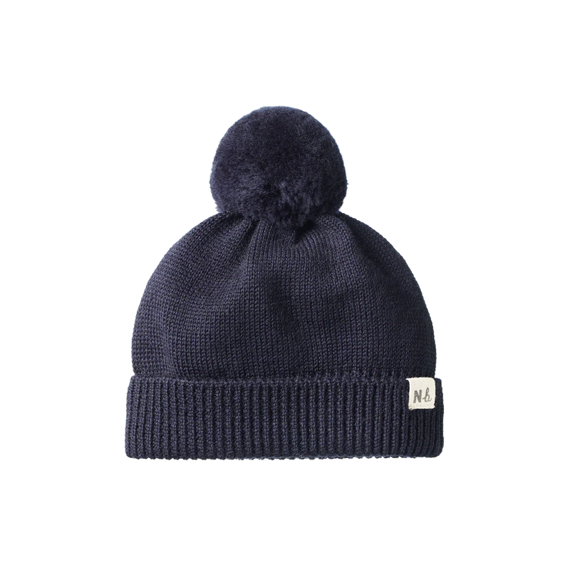 Nature Baby Alpine Pom Pom Beanie -Navy