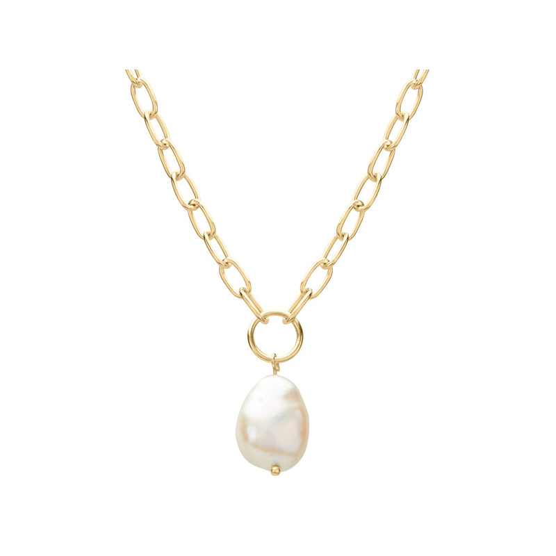 Murkani Aphrodite Goddness Pearl Drop Necklace 18 kt Plate