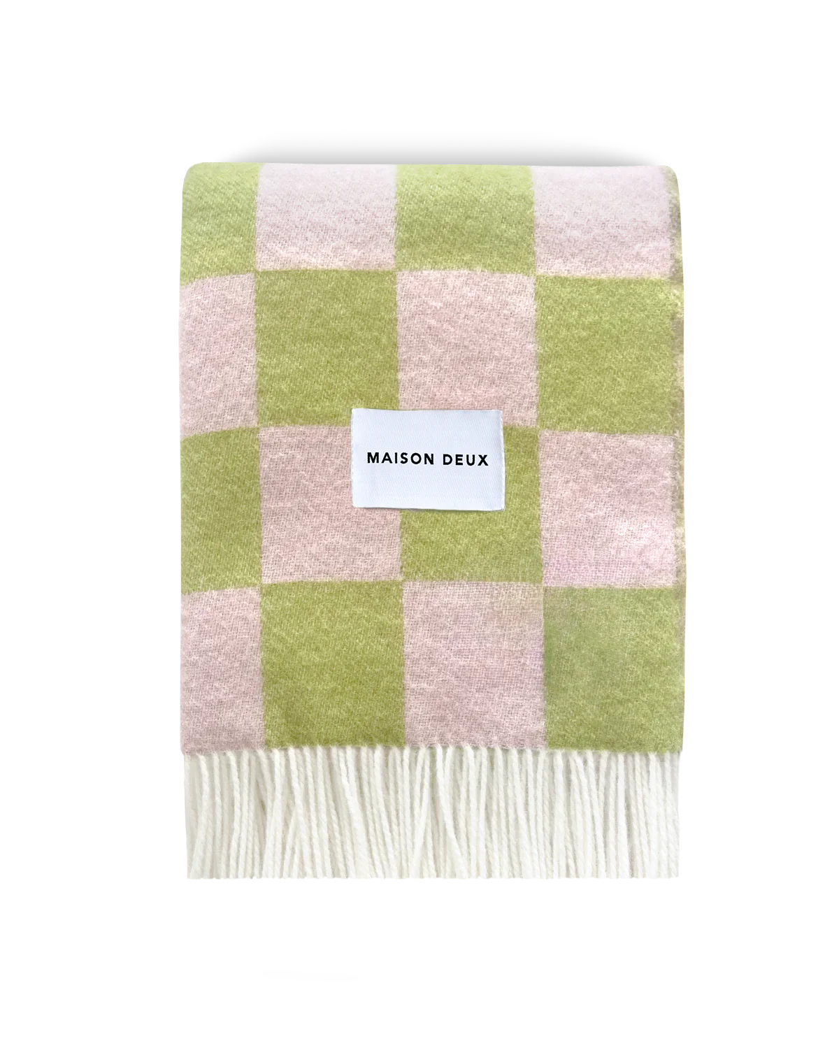 Maison Deux Blanket Checkerboard - Kiwi/Pink