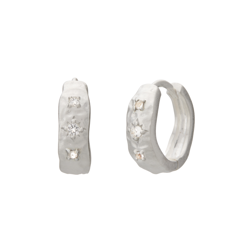 Murkani Cosmic Love Huggie - Sterling Silver with White Topez