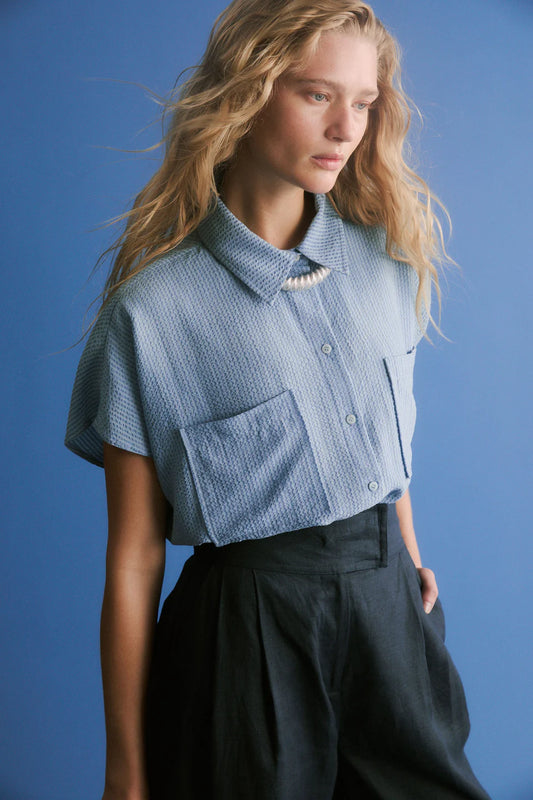 Elk Light Wash Stolt Seersucker Shirt