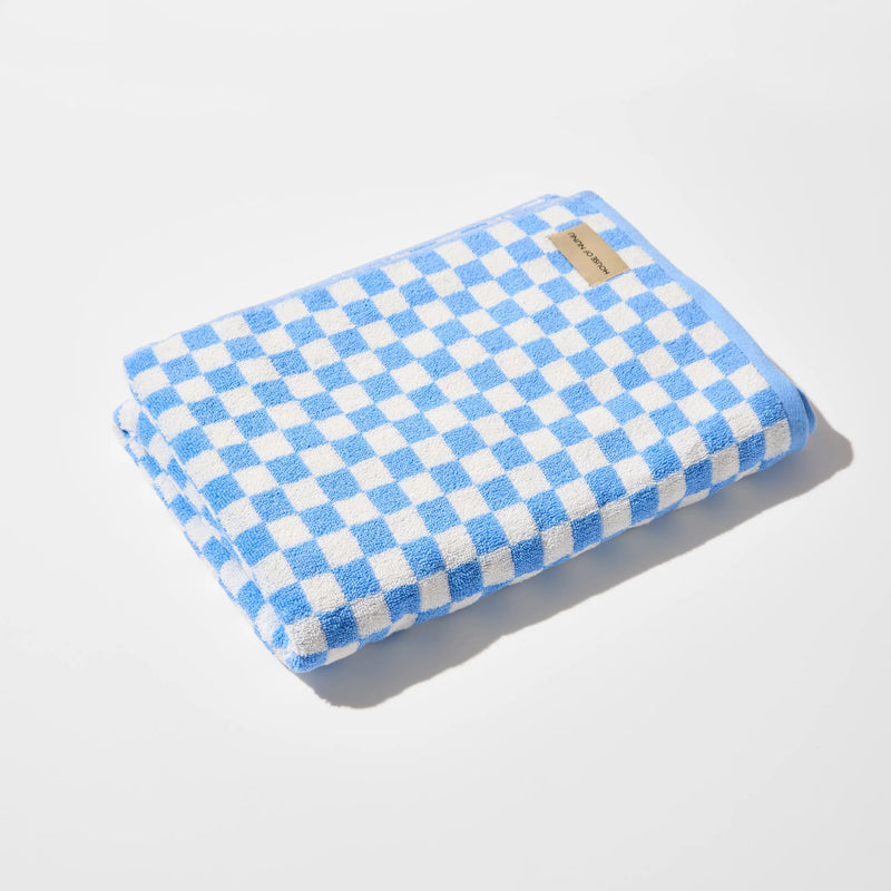 House of Nunu Bath Towel - Sky Blue Check