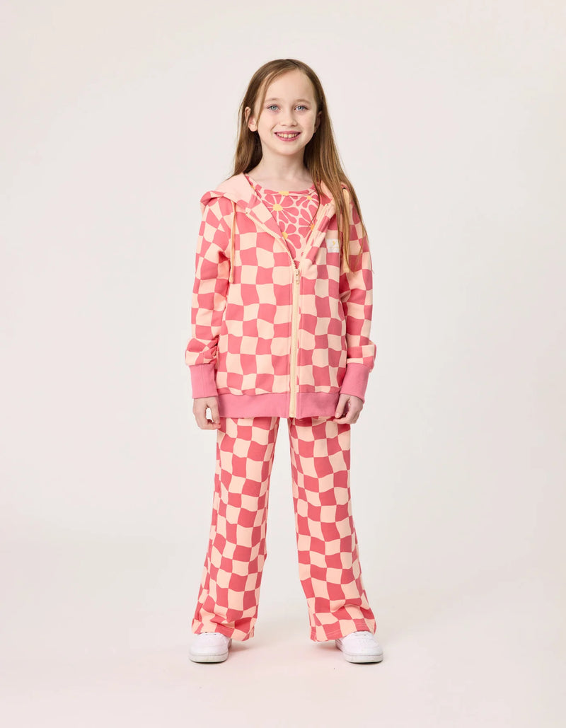 Radicool Chequerboard Zip Hood - Coral Pink & Peach