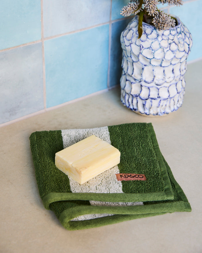 Kip & Co Moss Stripe Terry Face Washer
