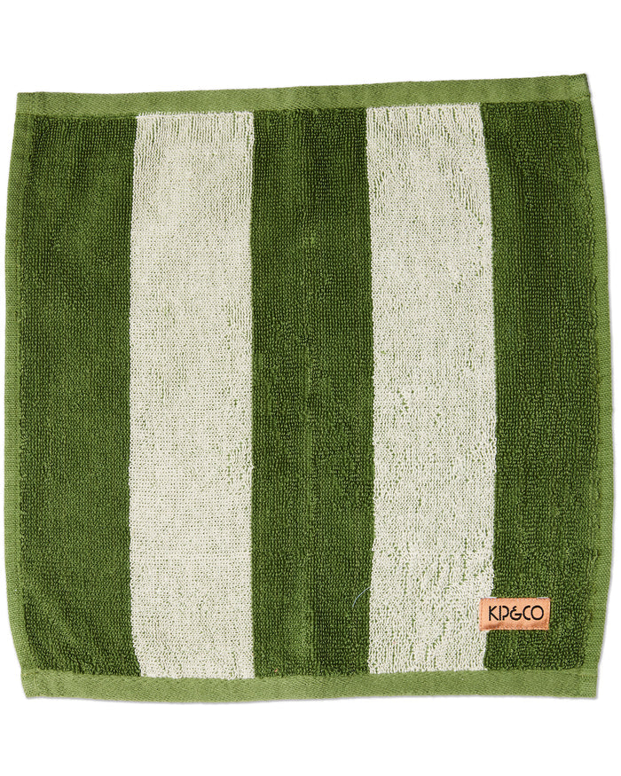 Kip & Co Moss Stripe Terry Face Washer