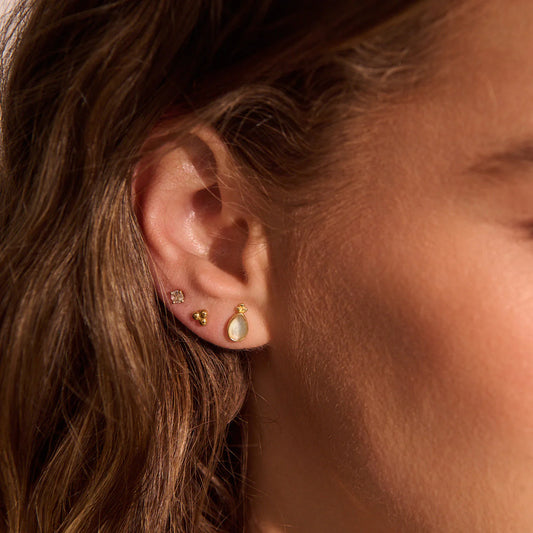 Murkani Loved Always Faceted Moonstone Earrings in 18kt Yellow Gold