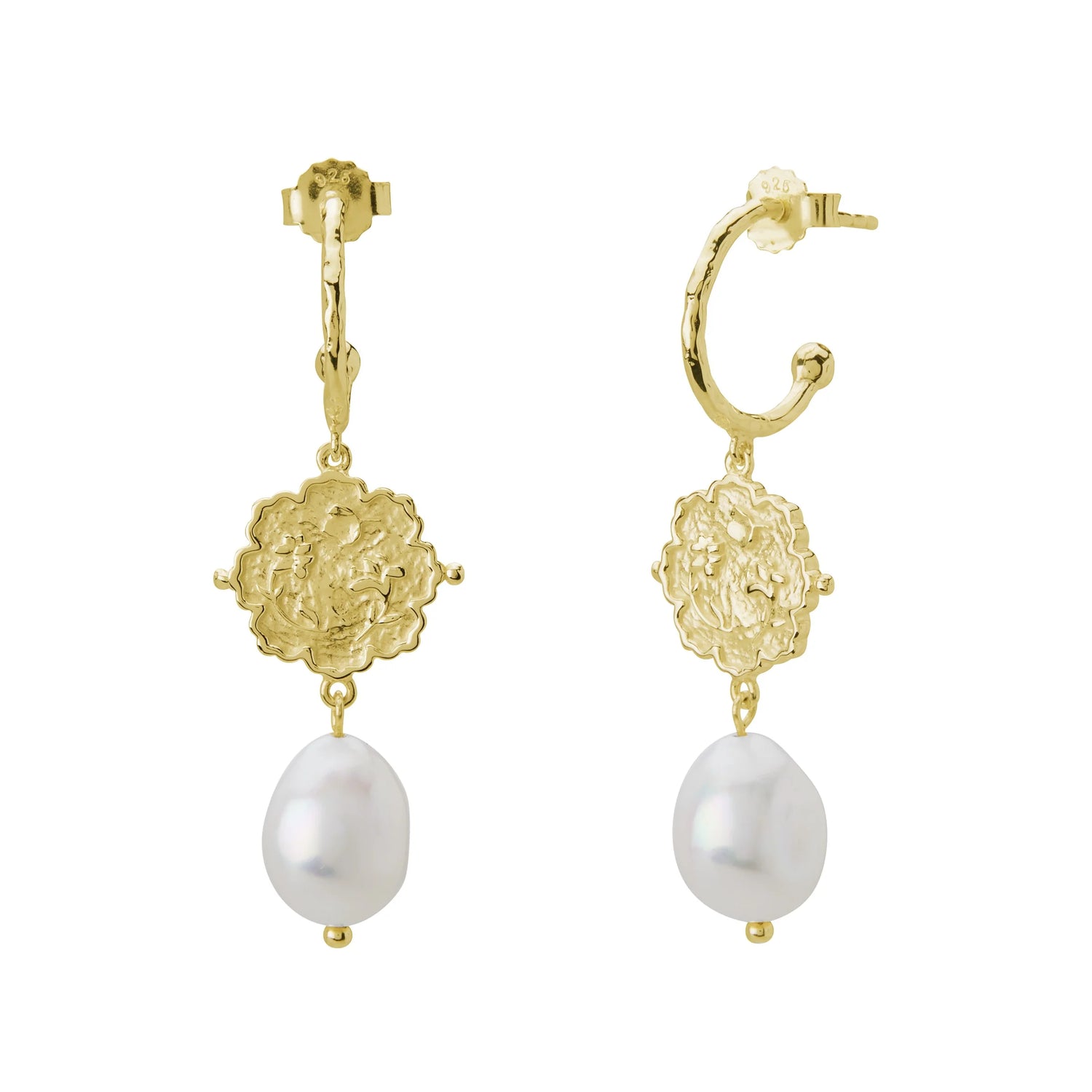 Murkani Loved Always Pearl Earrings in 18kt Yellow Gold Plate