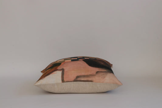 River & Isle Lulu Check Linen Cushion w Feather Inner