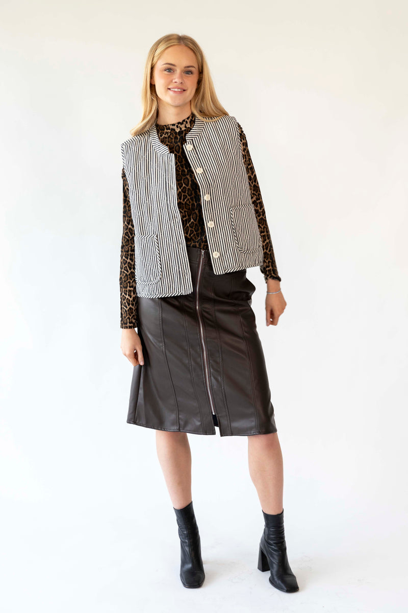 Lollys Laundry Cairo Quilted Jacket -Stripe Black