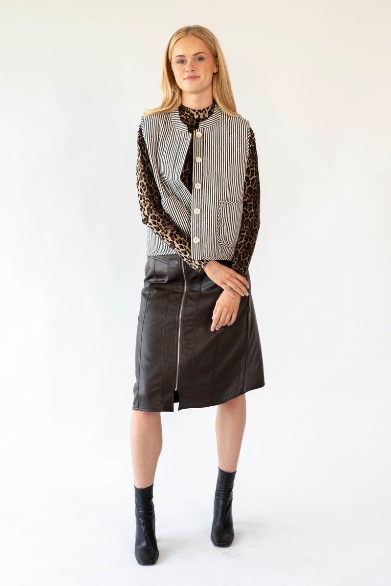 Lollys Laundry Cairo Quilted Jacket -Stripe Black