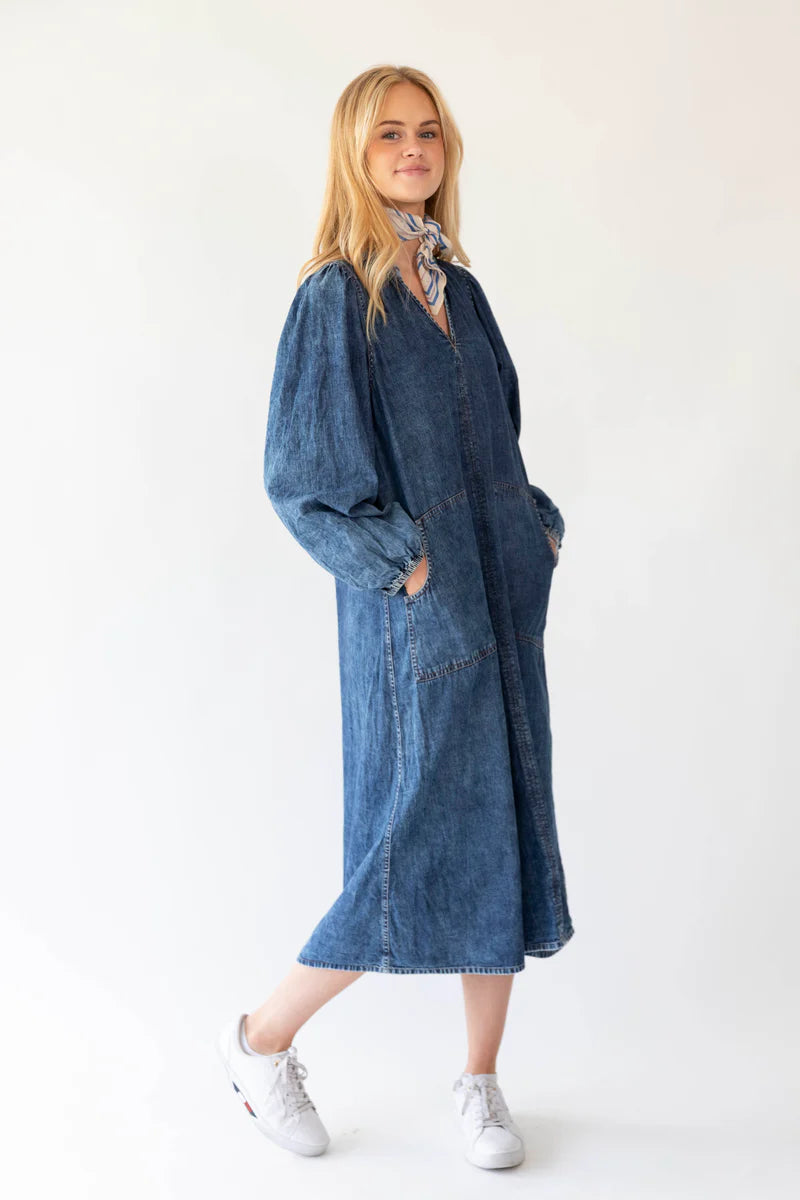 Lollys laundry Paris Midi Dress - Blue