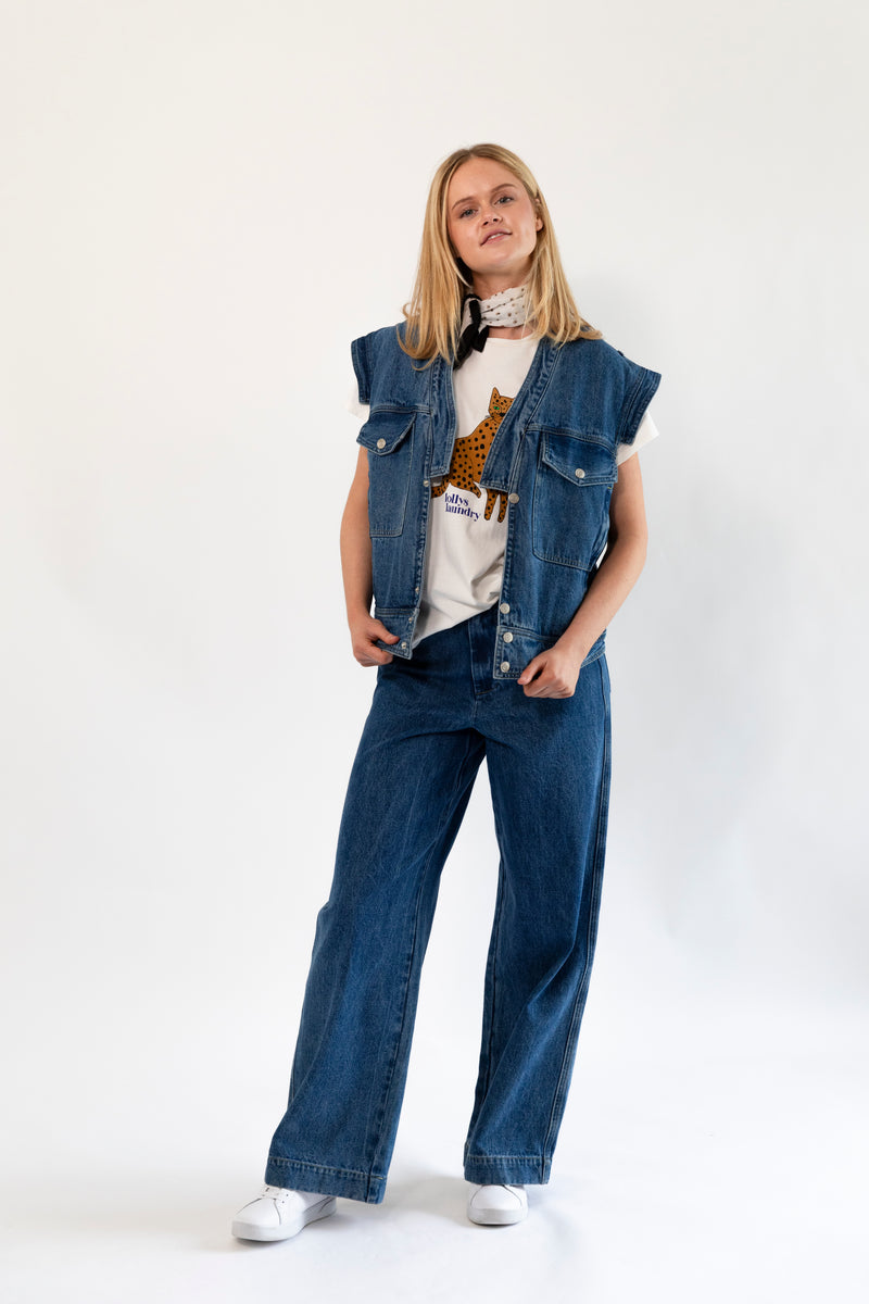 Lollys Laundry Sam Vest - Blue Denim