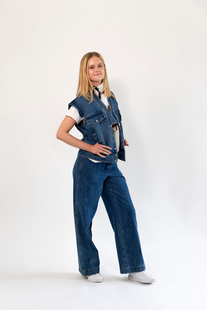 Lollys Laundry Sam Vest - Blue Denim