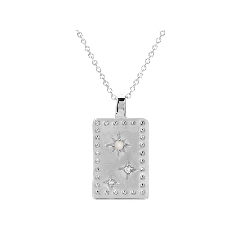 Murkani Rectangle Necklace Sterling Silver w White Topaz