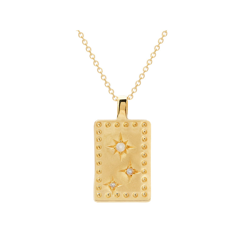 Murkani Rectangle Necklace 18kt Gold Plate White Topaz