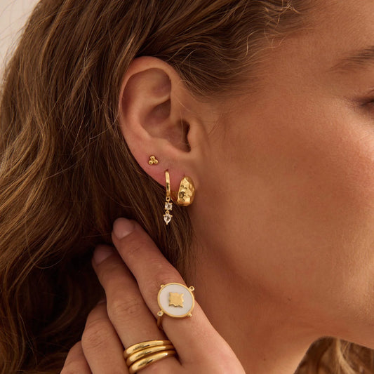 Murkani Double Drop Huggies in 18kt Yellow Gold