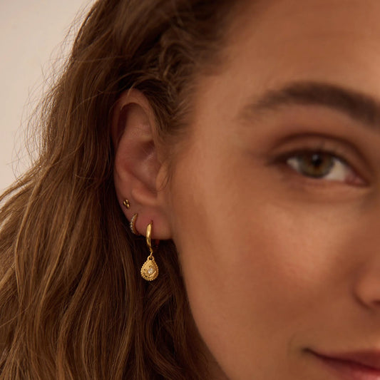 Murkani Reflection Tear Drop Huggies in 18kt Yellow Gold Plate