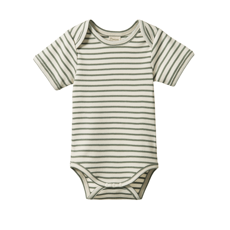 Nature Baby Short Sleeve Body Suit - Nettle Stripe