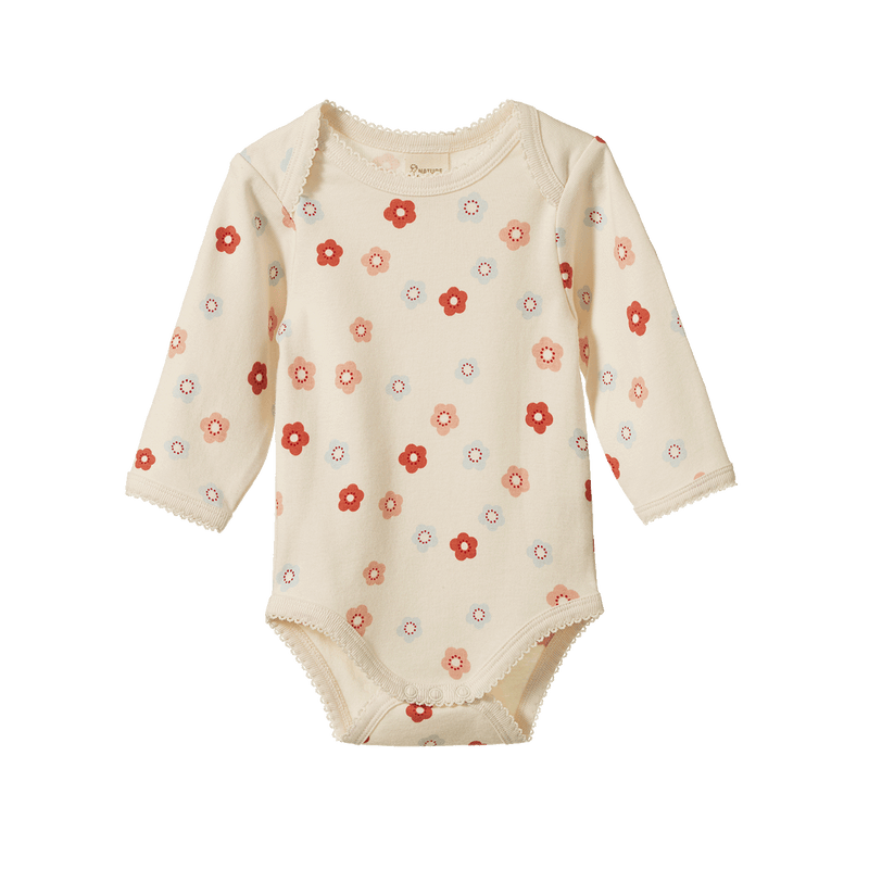 Nature Baby Long Sleeved Bodysuit Petite Flora Stamp Print