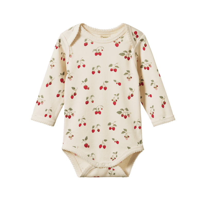 Nature Baby Long Sleeve Bodysuit - Strawberry Blush