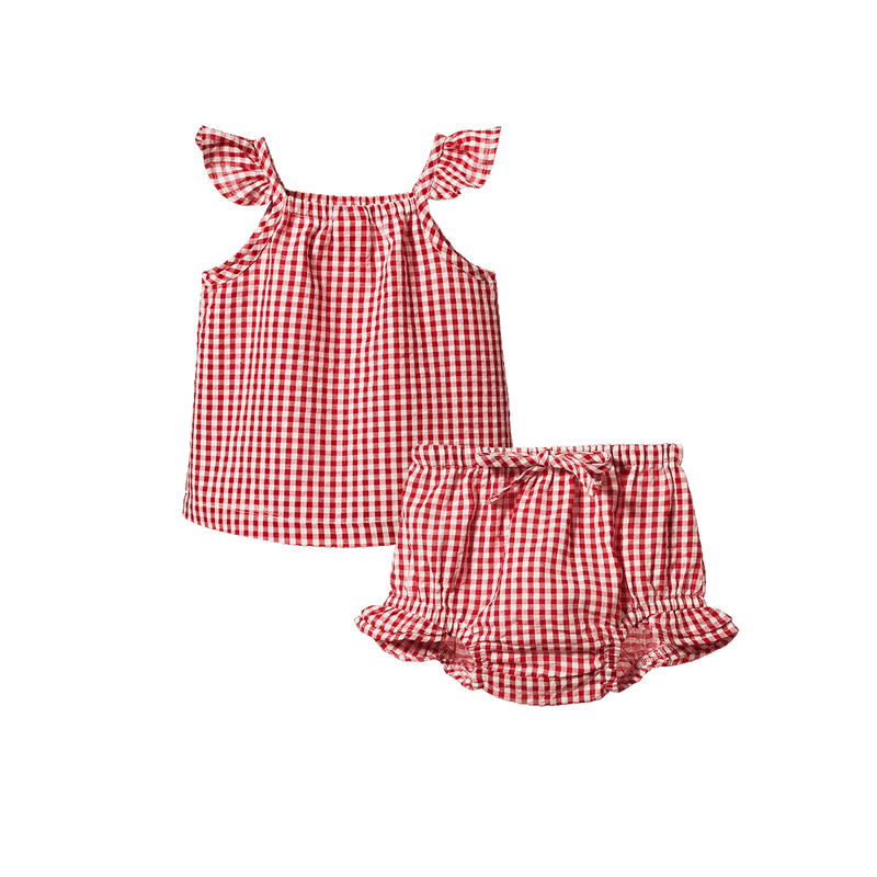 Nature Baby Petal Set - Gingham Red