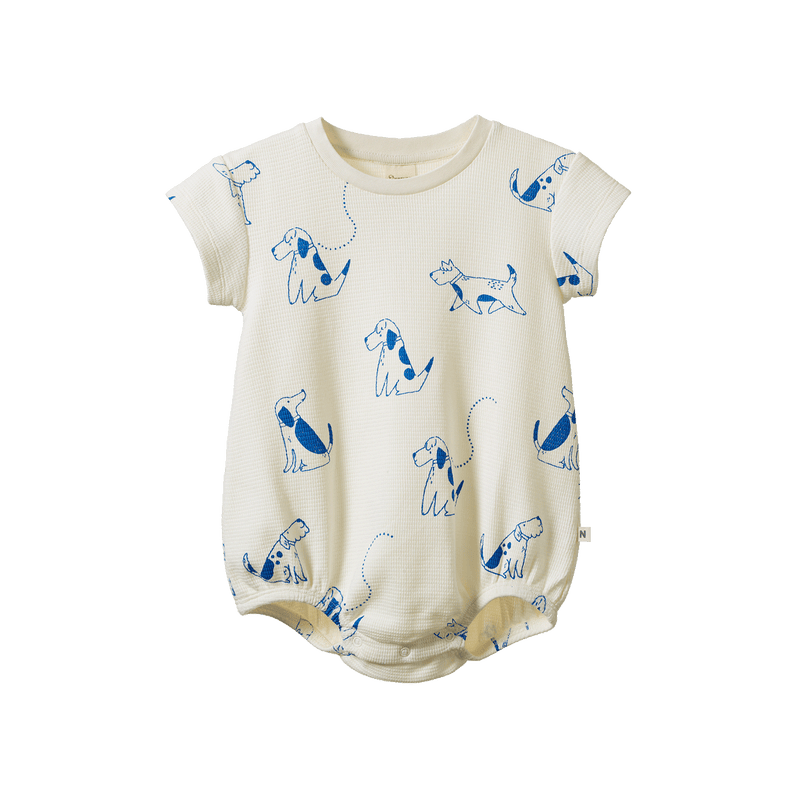 Nature Baby Juno Romper Waffle Dog Walk Print