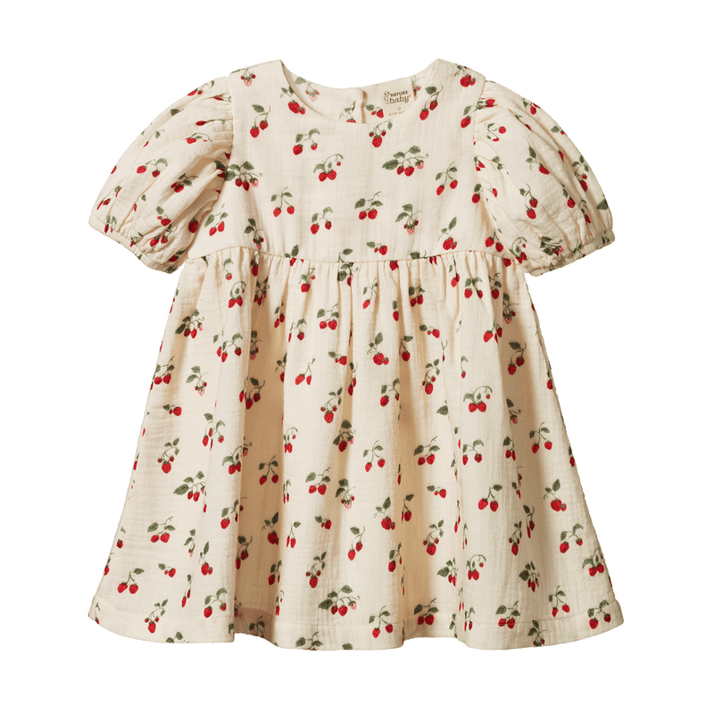 Nature Baby Albertine Dress Muslin - Strawberry Blush