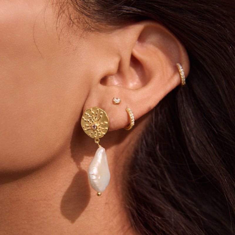 Murkani  Of The Sea Baroque Pearl Earring 18 Kt Gold Plated