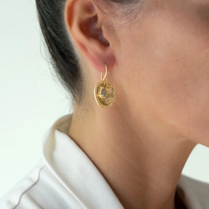 Rubyteva Alila Earrings w Labradorite & Cubic Zircon