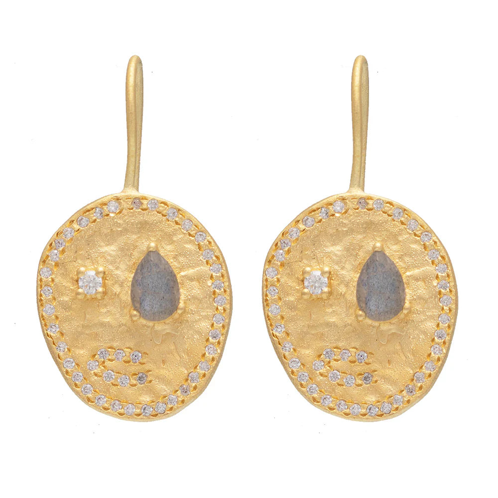 Rubyteva Alila Earrings w Labradorite & Cubic Zircon