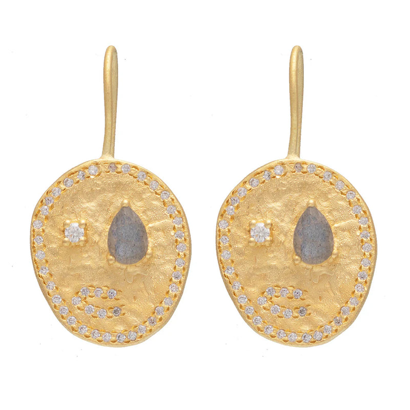 Rubyteva Alila Earrings w Labradorite & Cubic Zircon