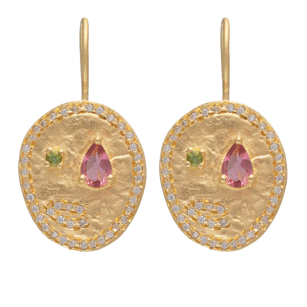 Rubyteva Alila Earrings w Pink & Green Tourmaline